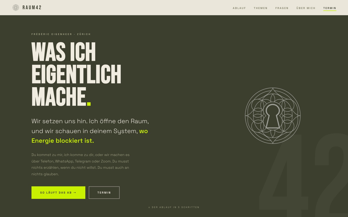 Startseite von raum42.ch